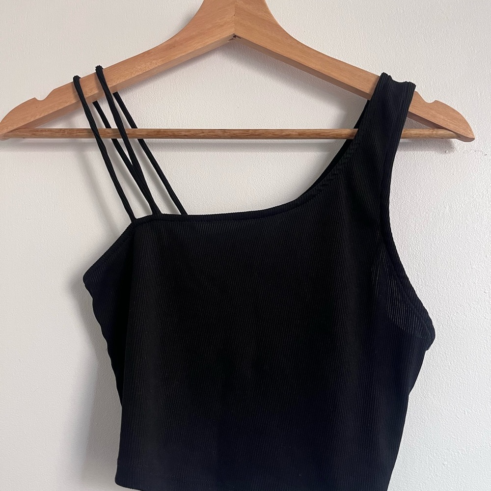Elegant Black Asymmetrical Women's Top